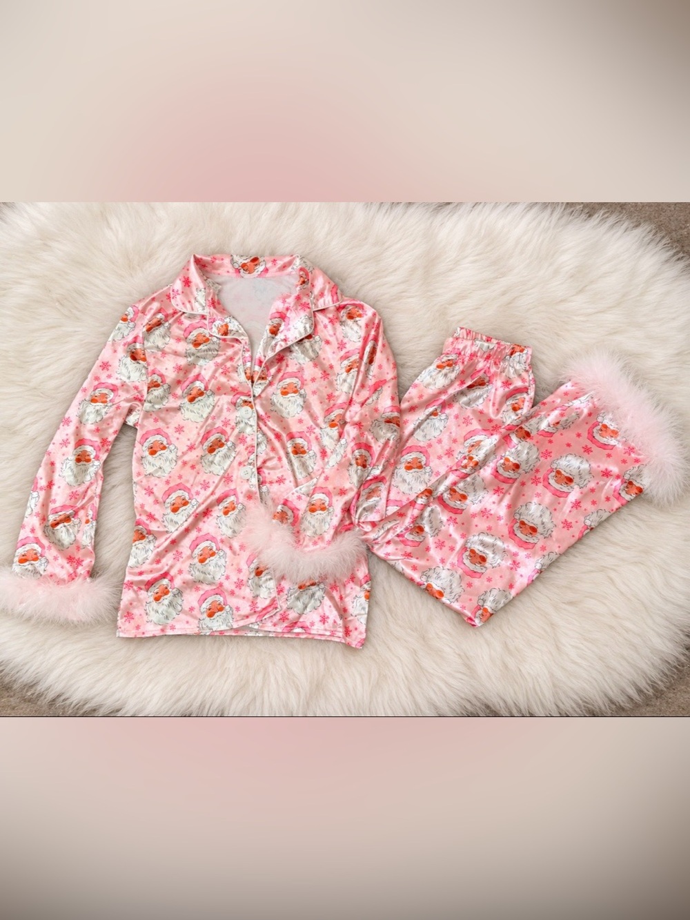 Pink silky Santa pjs